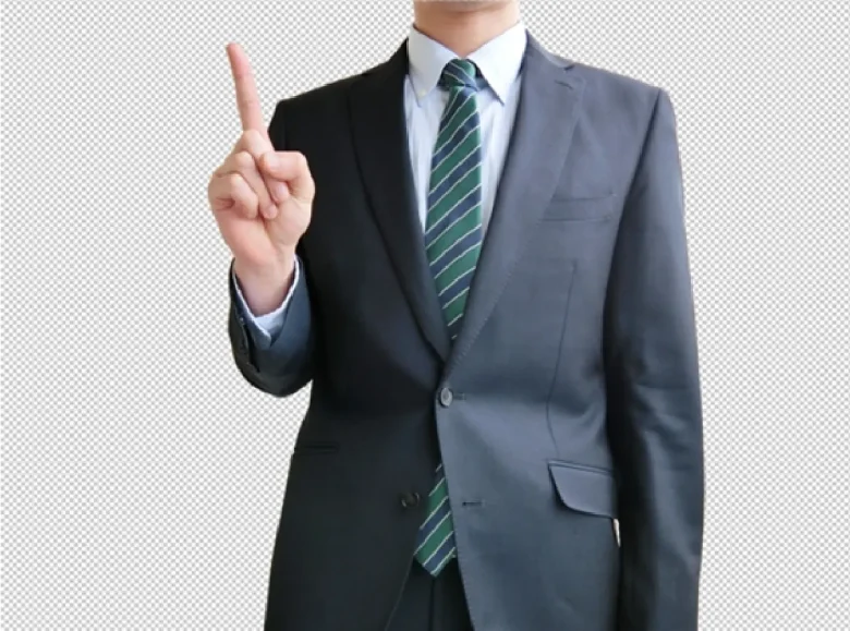 男性が人差し指を立てている写真